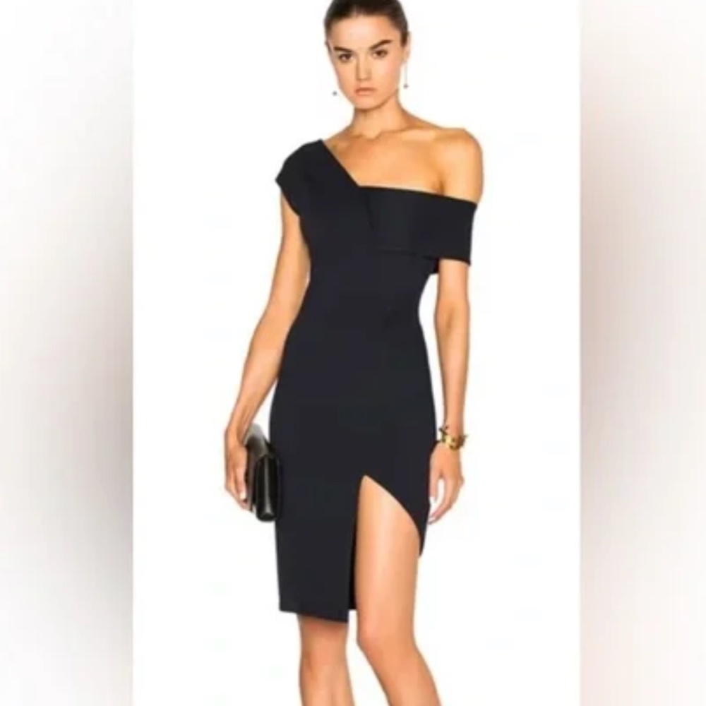 Michelle Mason off shoulder asymmetrical bodycon dress Size S in Midnight